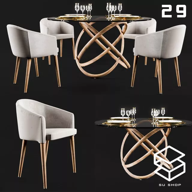 MODERN DINING TABLE SET - SKETCHUP 3D MODEL - VRAY OR ENSCAPE - ID06496