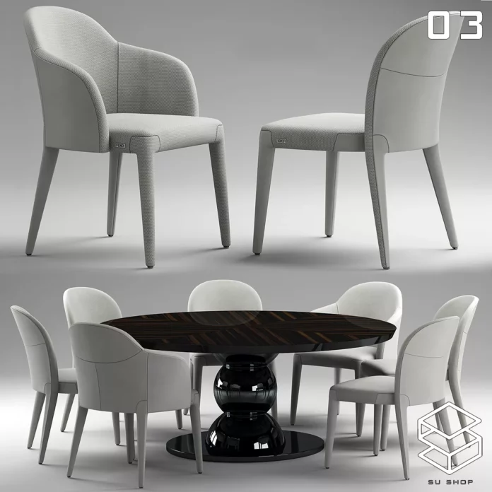 MODERN DINING TABLE SET - SKETCHUP 3D MODEL - VRAY OR ENSCAPE - ID06497