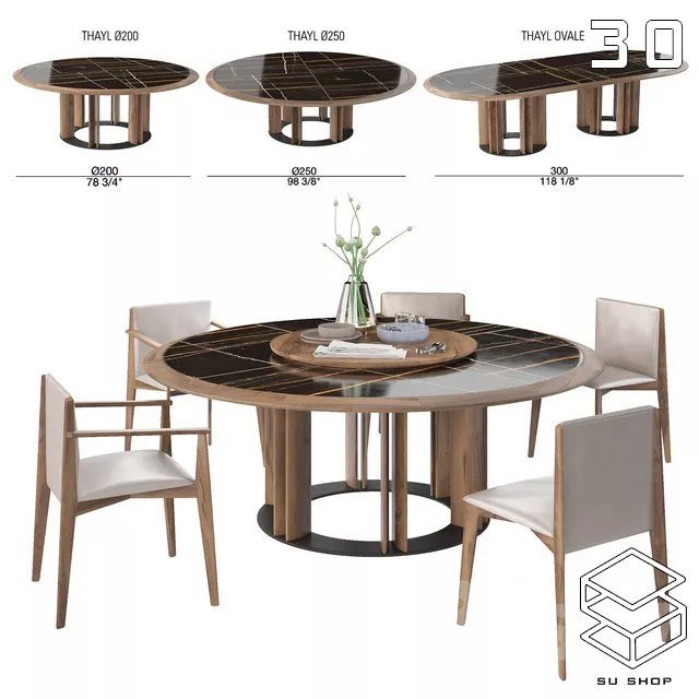 MODERN DINING TABLE SET - SKETCHUP 3D MODEL - VRAY OR ENSCAPE - ID06498