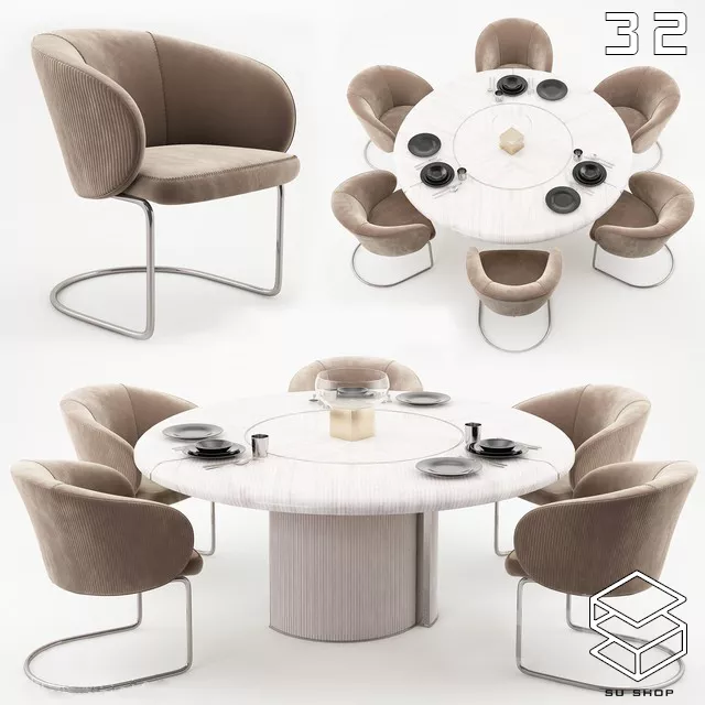 MODERN DINING TABLE SET - SKETCHUP 3D MODEL - VRAY OR ENSCAPE - ID06500