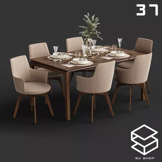 MODERN DINING TABLE SET - SKETCHUP 3D MODEL - VRAY OR ENSCAPE - ID06505