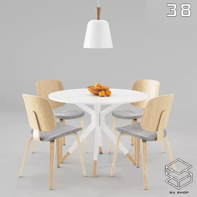 MODERN DINING TABLE SET - SKETCHUP 3D MODEL - VRAY OR ENSCAPE - ID06506