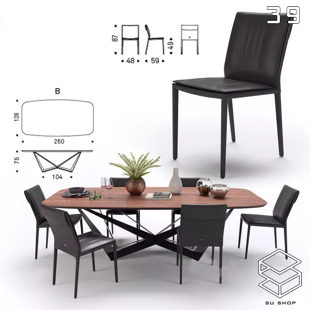 MODERN DINING TABLE SET - SKETCHUP 3D MODEL - VRAY OR ENSCAPE - ID06507