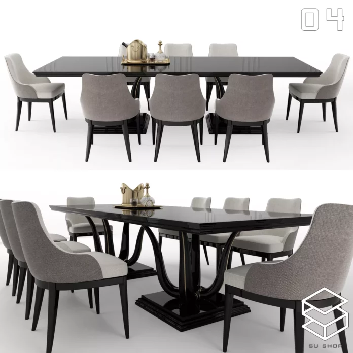 MODERN DINING TABLE SET - SKETCHUP 3D MODEL - VRAY OR ENSCAPE - ID06508