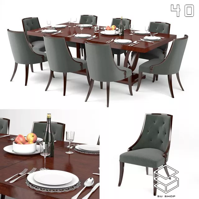 MODERN DINING TABLE SET - SKETCHUP 3D MODEL - VRAY OR ENSCAPE - ID06509