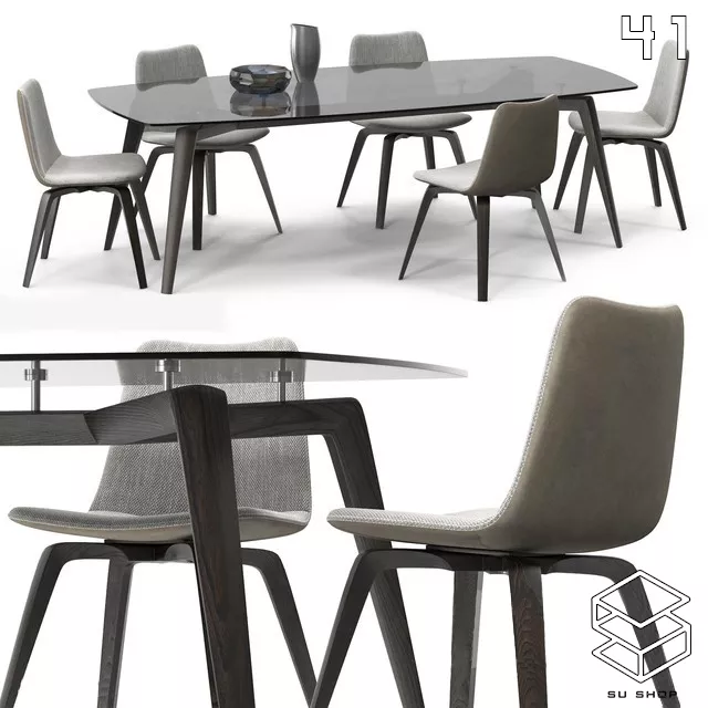 MODERN DINING TABLE SET - SKETCHUP 3D MODEL - VRAY OR ENSCAPE - ID06510