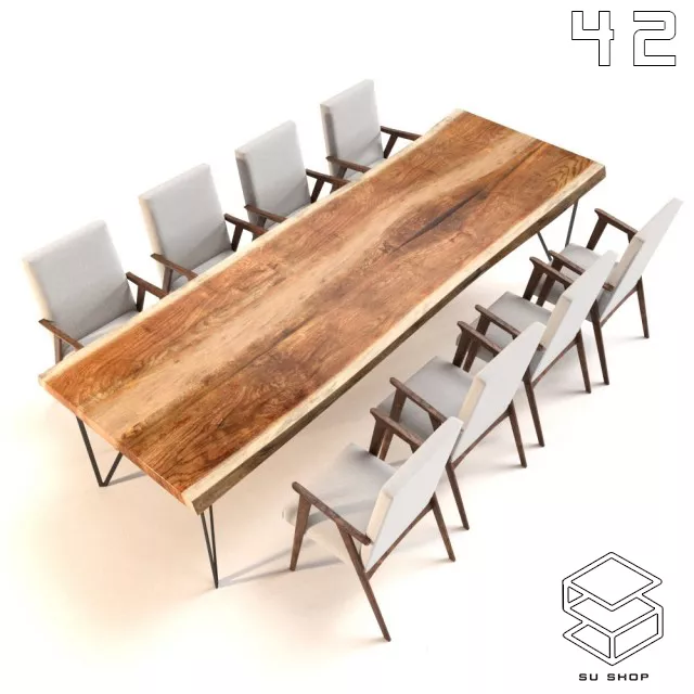 MODERN DINING TABLE SET - SKETCHUP 3D MODEL - VRAY OR ENSCAPE - ID06511