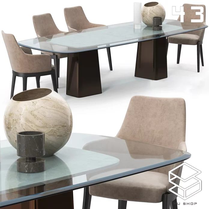 MODERN DINING TABLE SET - SKETCHUP 3D MODEL - VRAY OR ENSCAPE - ID06512