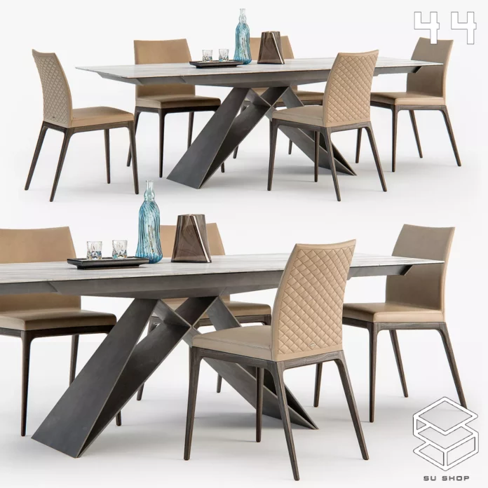 MODERN DINING TABLE SET - SKETCHUP 3D MODEL - VRAY OR ENSCAPE - ID06513