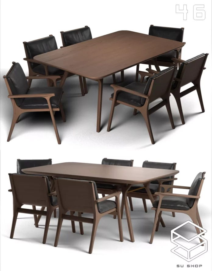 MODERN DINING TABLE SET - SKETCHUP 3D MODEL - VRAY OR ENSCAPE - ID06515