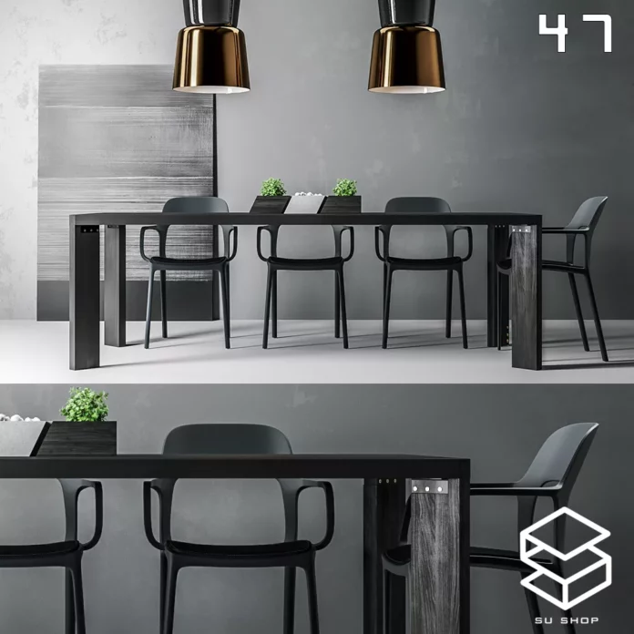 MODERN DINING TABLE SET - SKETCHUP 3D MODEL - VRAY OR ENSCAPE - ID06516