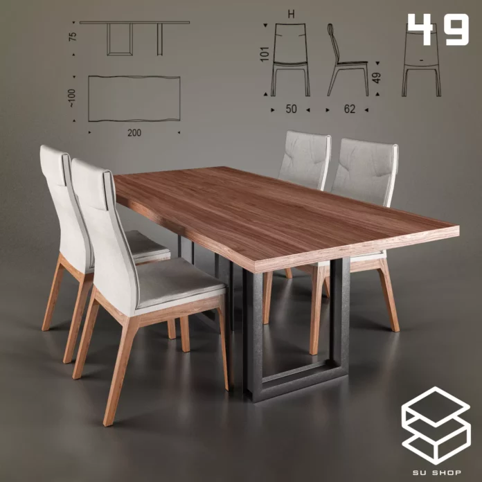 MODERN DINING TABLE SET - SKETCHUP 3D MODEL - VRAY OR ENSCAPE - ID06518