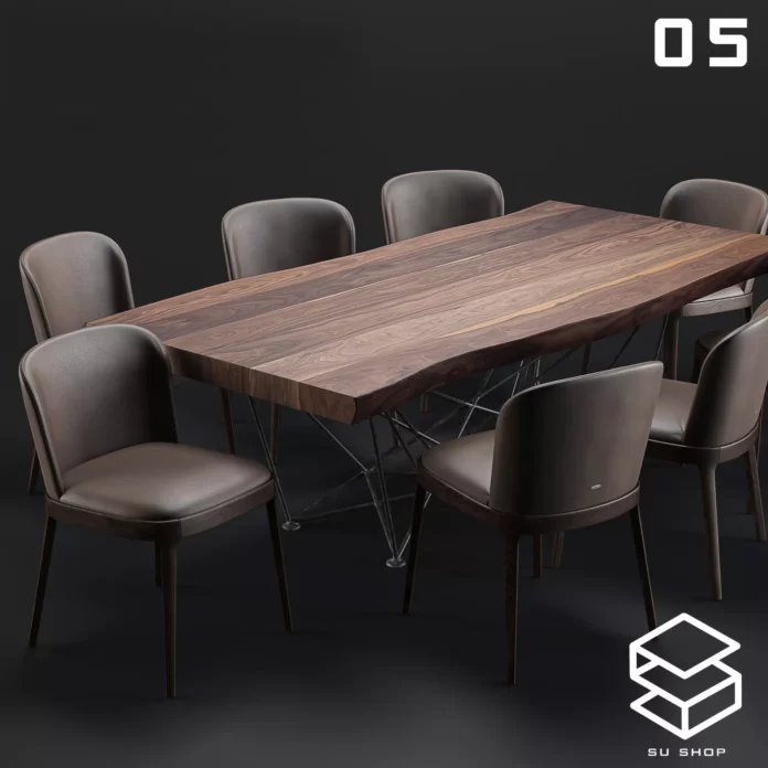 MODERN DINING TABLE SET - SKETCHUP 3D MODEL - VRAY OR ENSCAPE - ID06519