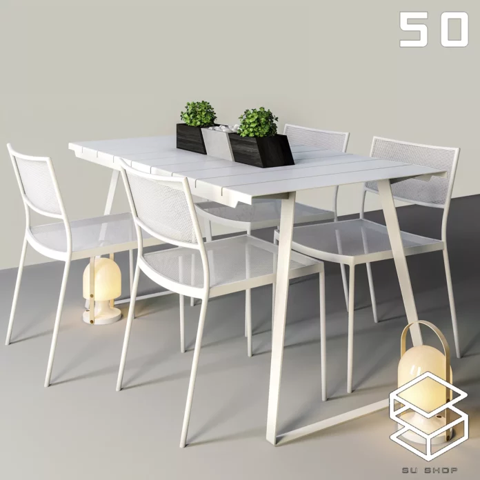 MODERN DINING TABLE SET - SKETCHUP 3D MODEL - VRAY OR ENSCAPE - ID06520