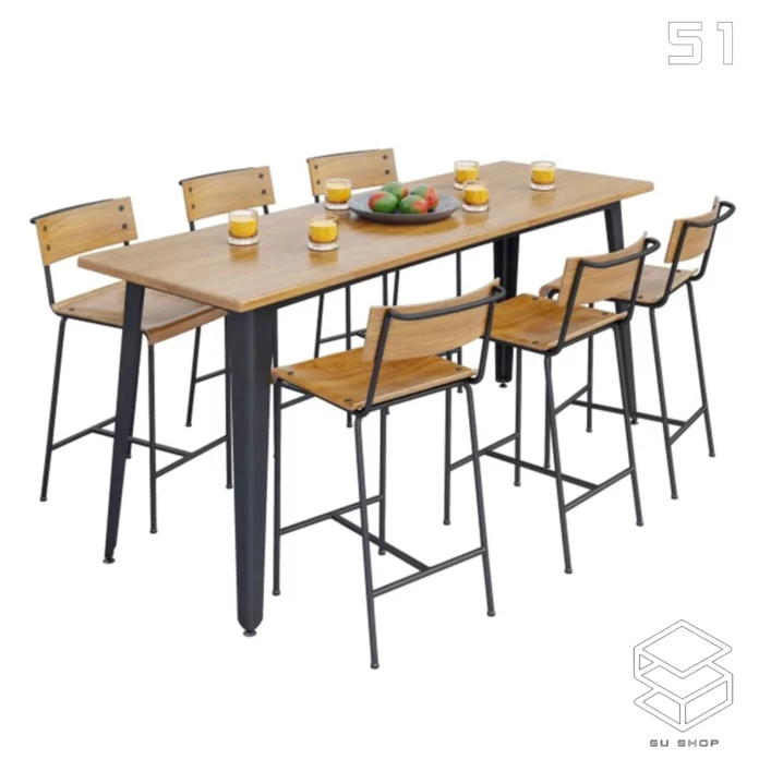 MODERN DINING TABLE SET - SKETCHUP 3D MODEL - VRAY OR ENSCAPE - ID06521