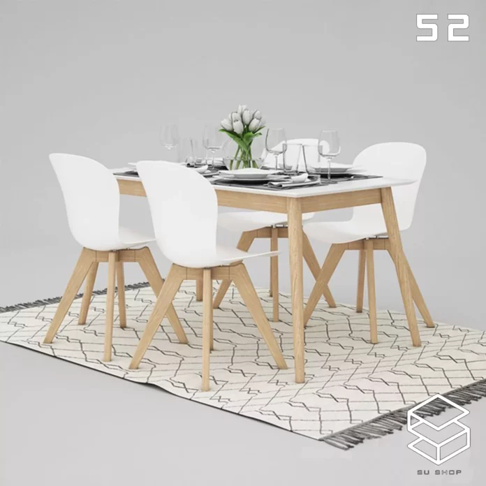 MODERN DINING TABLE SET - SKETCHUP 3D MODEL - VRAY OR ENSCAPE - ID06522