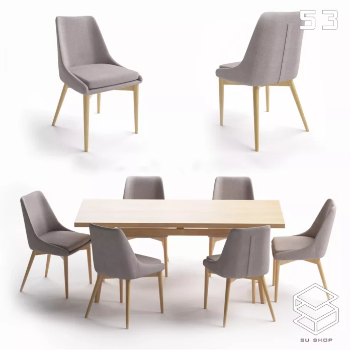 MODERN DINING TABLE SET - SKETCHUP 3D MODEL - VRAY OR ENSCAPE - ID06523