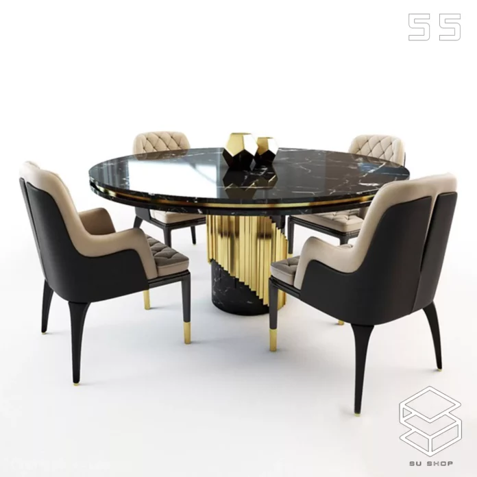MODERN DINING TABLE SET - SKETCHUP 3D MODEL - VRAY OR ENSCAPE - ID06525