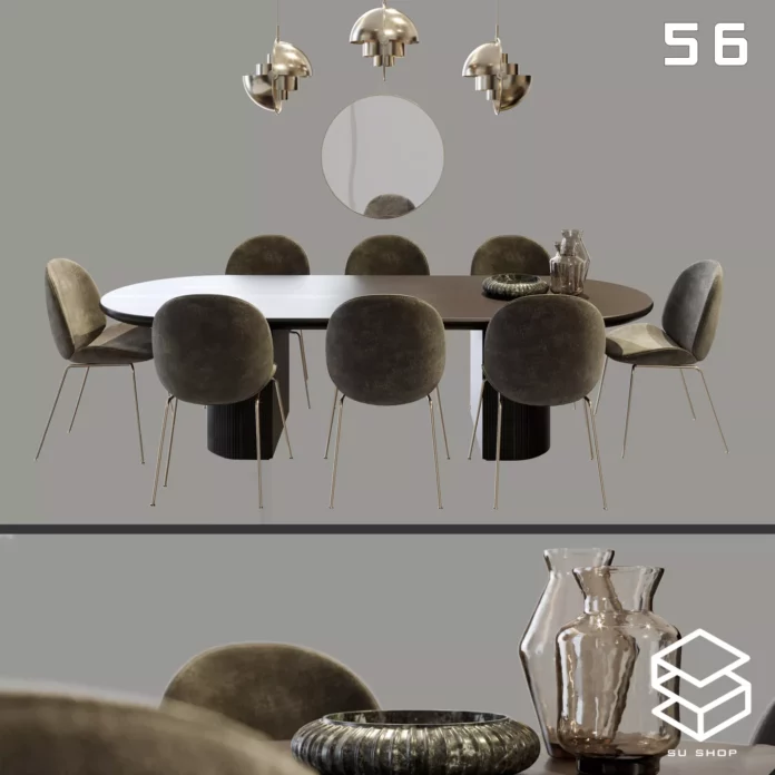 MODERN DINING TABLE SET - SKETCHUP 3D MODEL - VRAY OR ENSCAPE - ID06526