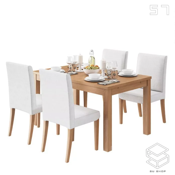 MODERN DINING TABLE SET - SKETCHUP 3D MODEL - VRAY OR ENSCAPE - ID06527