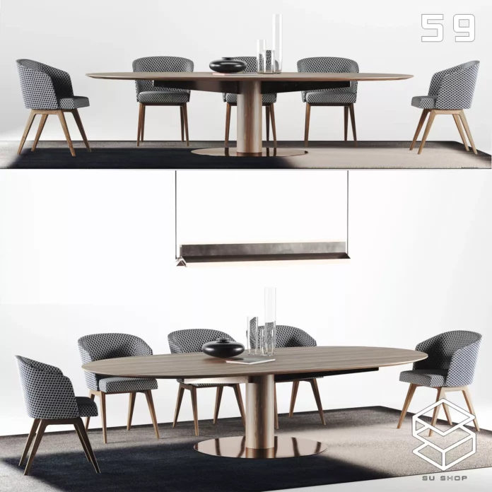 MODERN DINING TABLE SET - SKETCHUP 3D MODEL - VRAY OR ENSCAPE - ID06529