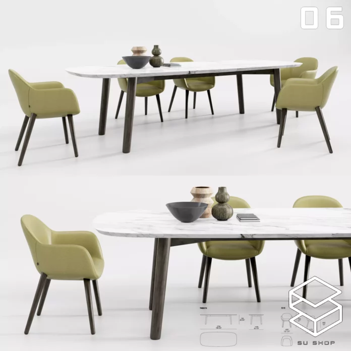 MODERN DINING TABLE SET - SKETCHUP 3D MODEL - VRAY OR ENSCAPE - ID06530