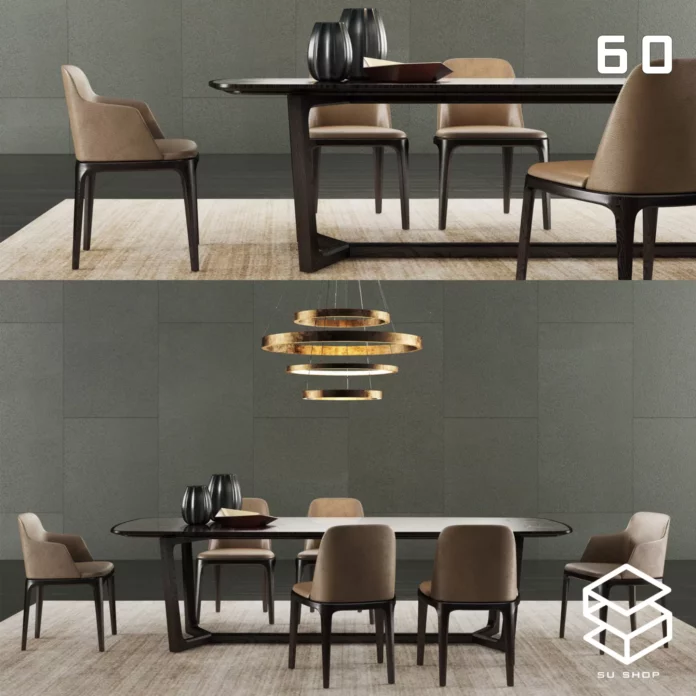 MODERN DINING TABLE SET - SKETCHUP 3D MODEL - VRAY OR ENSCAPE - ID06531