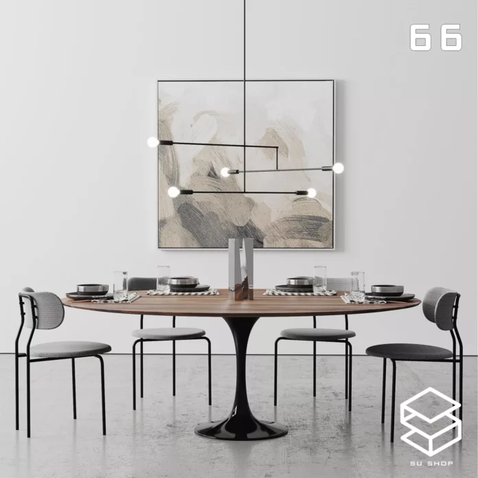 MODERN DINING TABLE SET - SKETCHUP 3D MODEL - VRAY OR ENSCAPE - ID06537