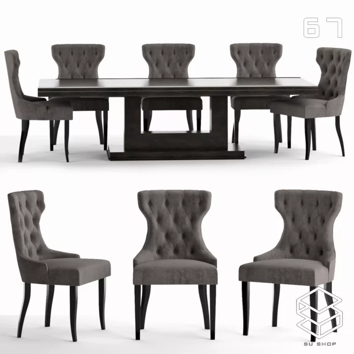 MODERN DINING TABLE SET - SKETCHUP 3D MODEL - VRAY OR ENSCAPE - ID06538