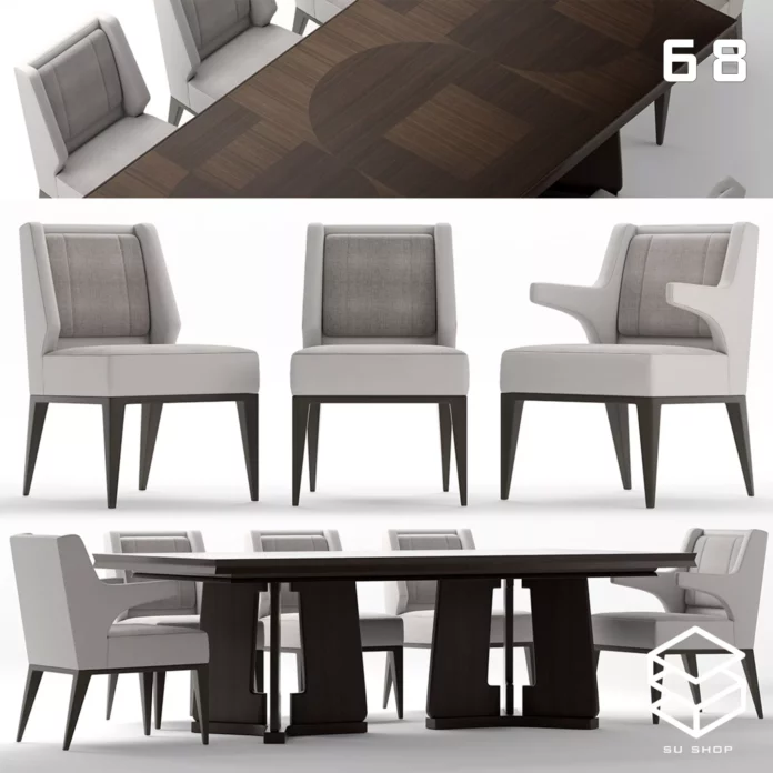 MODERN DINING TABLE SET - SKETCHUP 3D MODEL - VRAY OR ENSCAPE - ID06539