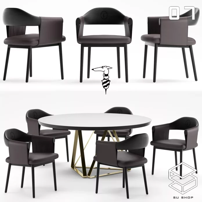 MODERN DINING TABLE SET - SKETCHUP 3D MODEL - VRAY OR ENSCAPE - ID06541