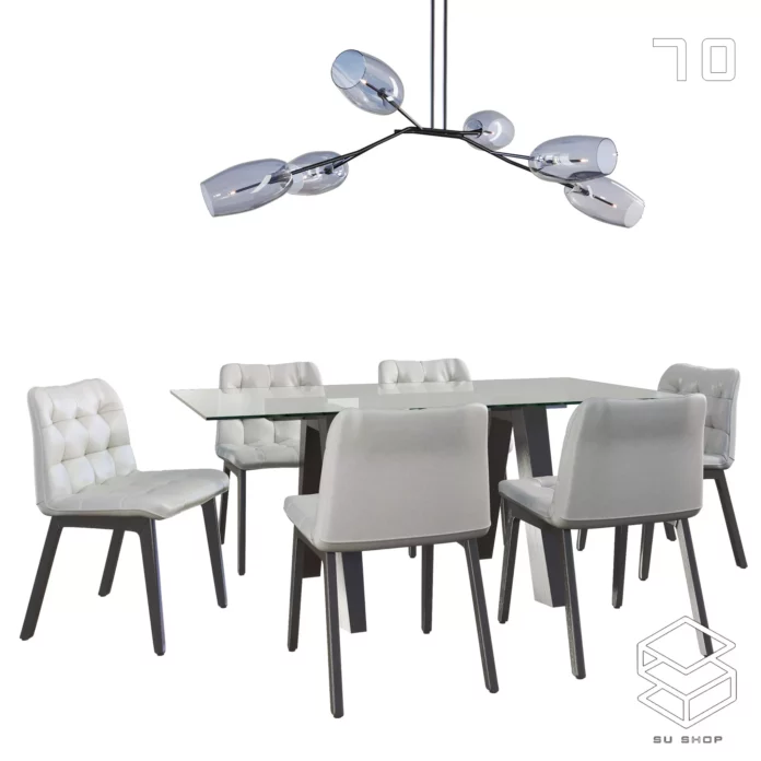 MODERN DINING TABLE SET - SKETCHUP 3D MODEL - VRAY OR ENSCAPE - ID06542