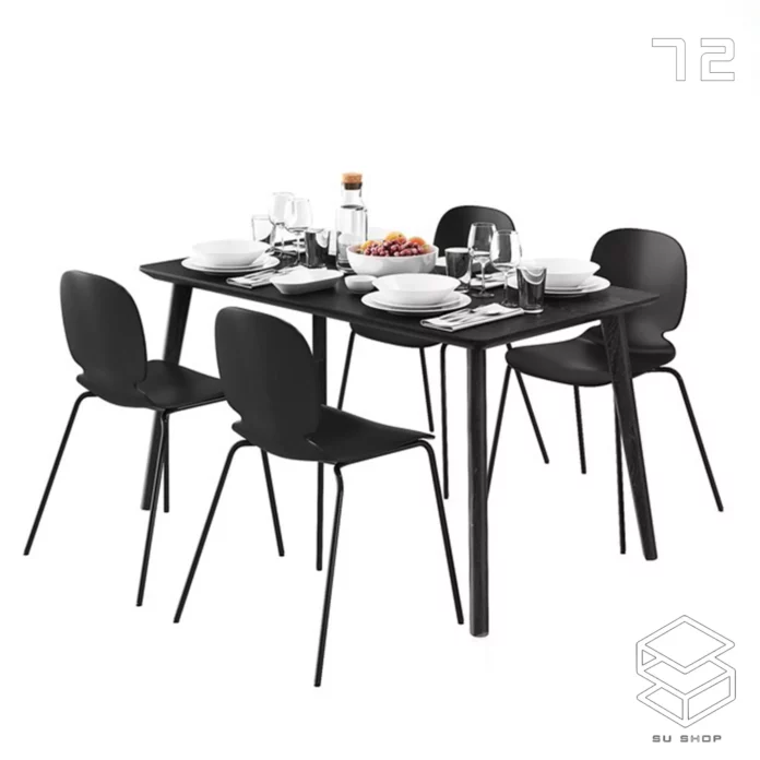 MODERN DINING TABLE SET - SKETCHUP 3D MODEL - VRAY OR ENSCAPE - ID06544