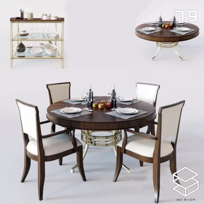 MODERN DINING TABLE SET - SKETCHUP 3D MODEL - VRAY OR ENSCAPE - ID06551
