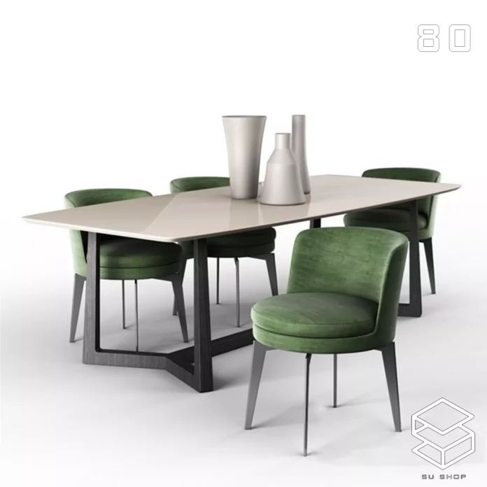 MODERN DINING TABLE SET - SKETCHUP 3D MODEL - VRAY OR ENSCAPE - ID06553