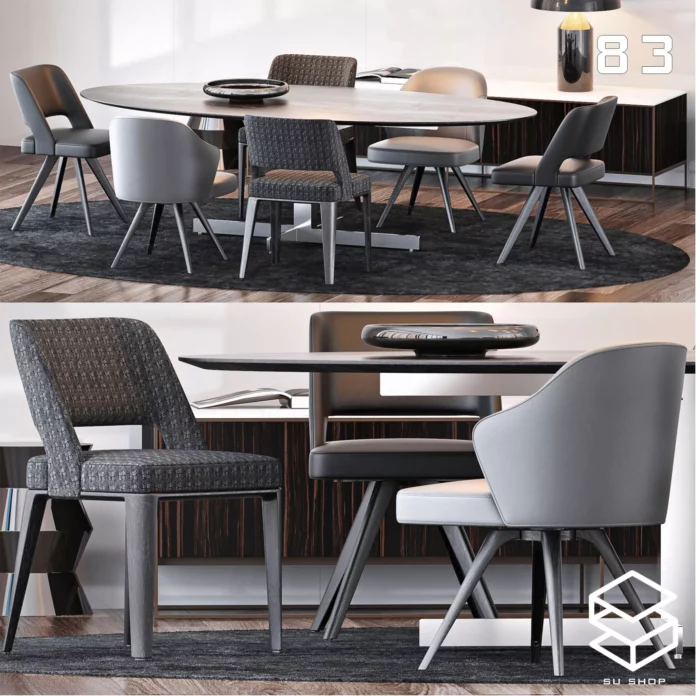 MODERN DINING TABLE SET - SKETCHUP 3D MODEL - VRAY OR ENSCAPE - ID06556