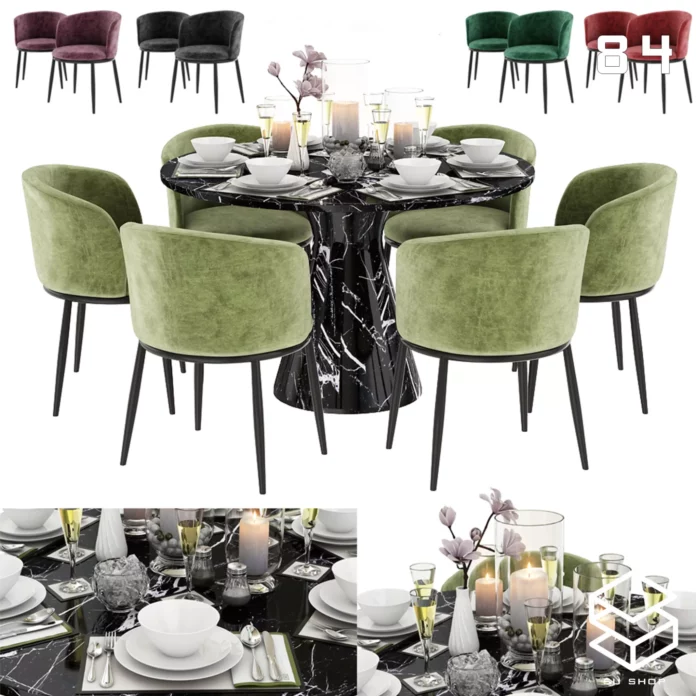 MODERN DINING TABLE SET - SKETCHUP 3D MODEL - VRAY OR ENSCAPE - ID06557