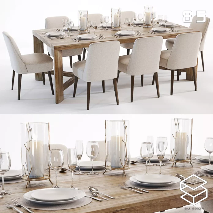 MODERN DINING TABLE SET - SKETCHUP 3D MODEL - VRAY OR ENSCAPE - ID06558