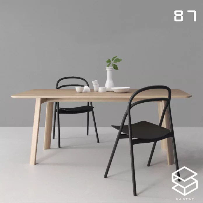MODERN DINING TABLE SET - SKETCHUP 3D MODEL - VRAY OR ENSCAPE - ID06560