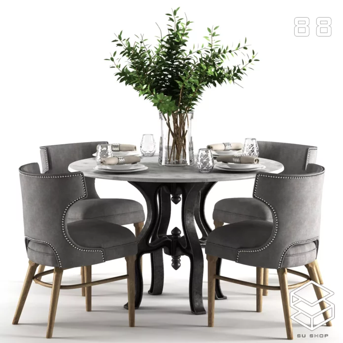 MODERN DINING TABLE SET - SKETCHUP 3D MODEL - VRAY OR ENSCAPE - ID06561