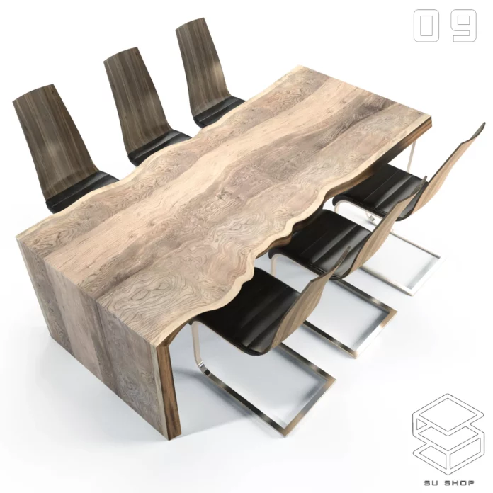 MODERN DINING TABLE SET - SKETCHUP 3D MODEL - VRAY OR ENSCAPE - ID06563