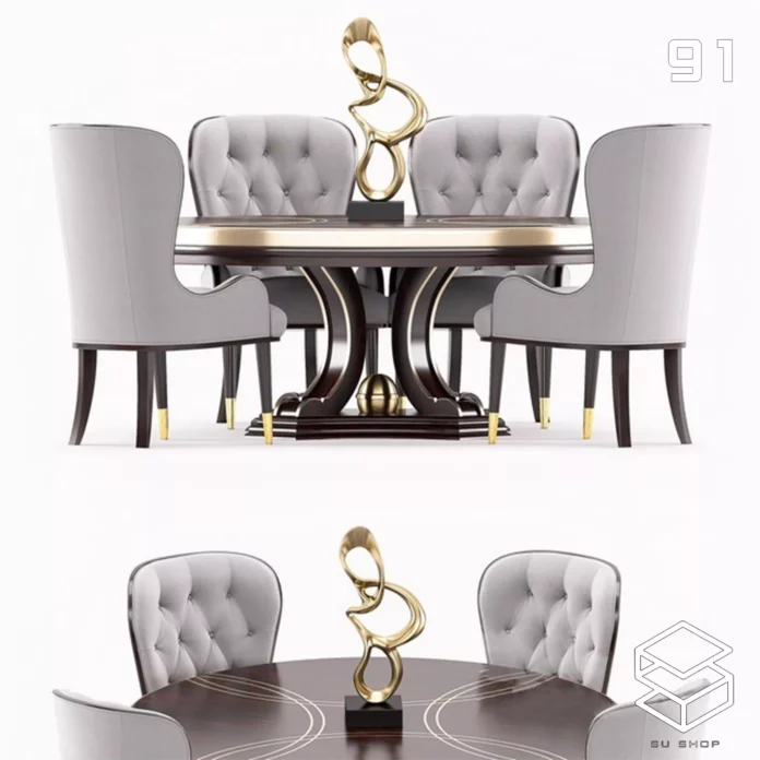 MODERN DINING TABLE SET - SKETCHUP 3D MODEL - VRAY OR ENSCAPE - ID06565