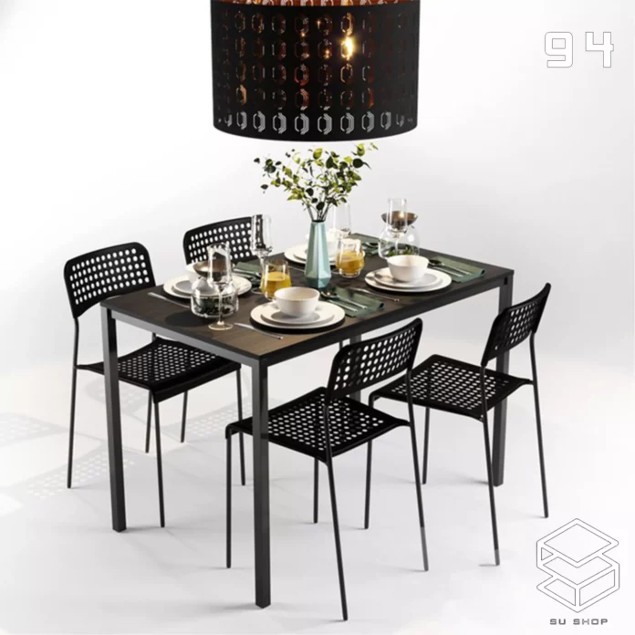 MODERN DINING TABLE SET - SKETCHUP 3D MODEL - VRAY OR ENSCAPE - ID06568