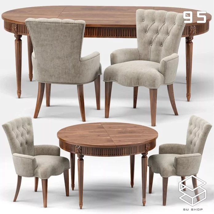 MODERN DINING TABLE SET - SKETCHUP 3D MODEL - VRAY OR ENSCAPE - ID06569