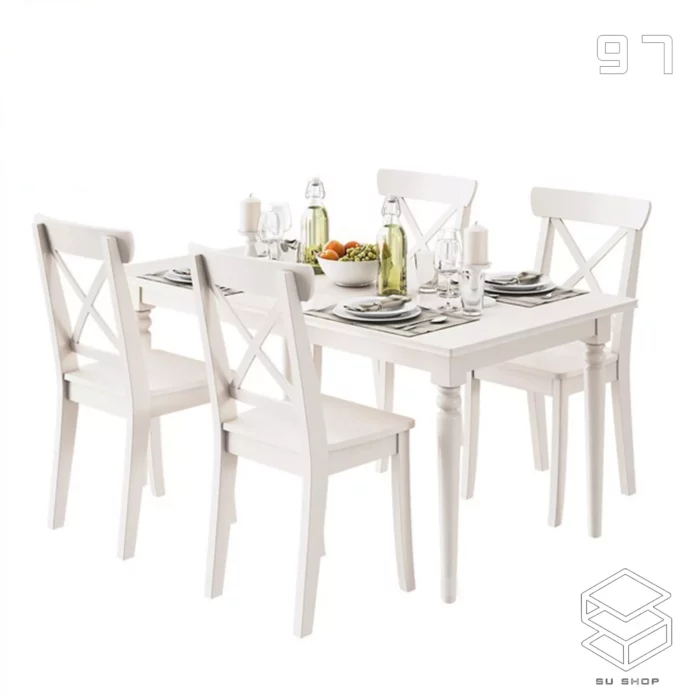 MODERN DINING TABLE SET - SKETCHUP 3D MODEL - VRAY OR ENSCAPE - ID06571