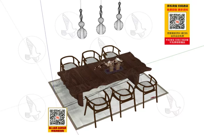 MODERN DINING TABLE SETS - SKETCHUP 3D MODEL - VRAY OR ENSCAPE - ID06620