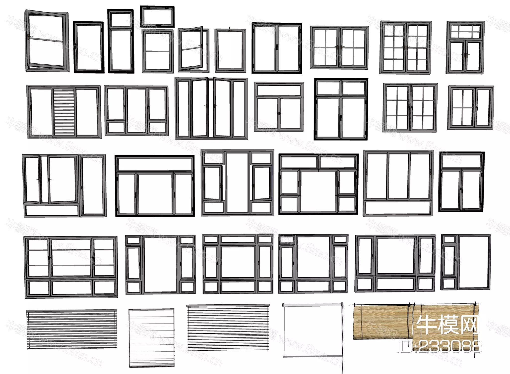 MODERN DOOR AND WINDOWS - SKETCHUP 3D MODEL - ENSCAPE - 233088