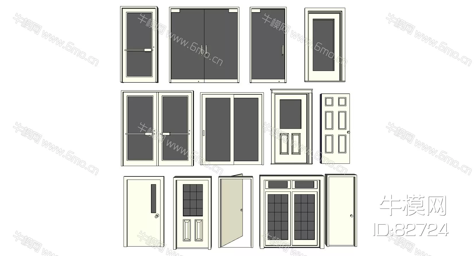 MODERN DOOR AND WINDOWS - SKETCHUP 3D MODEL - ENSCAPE - 82724