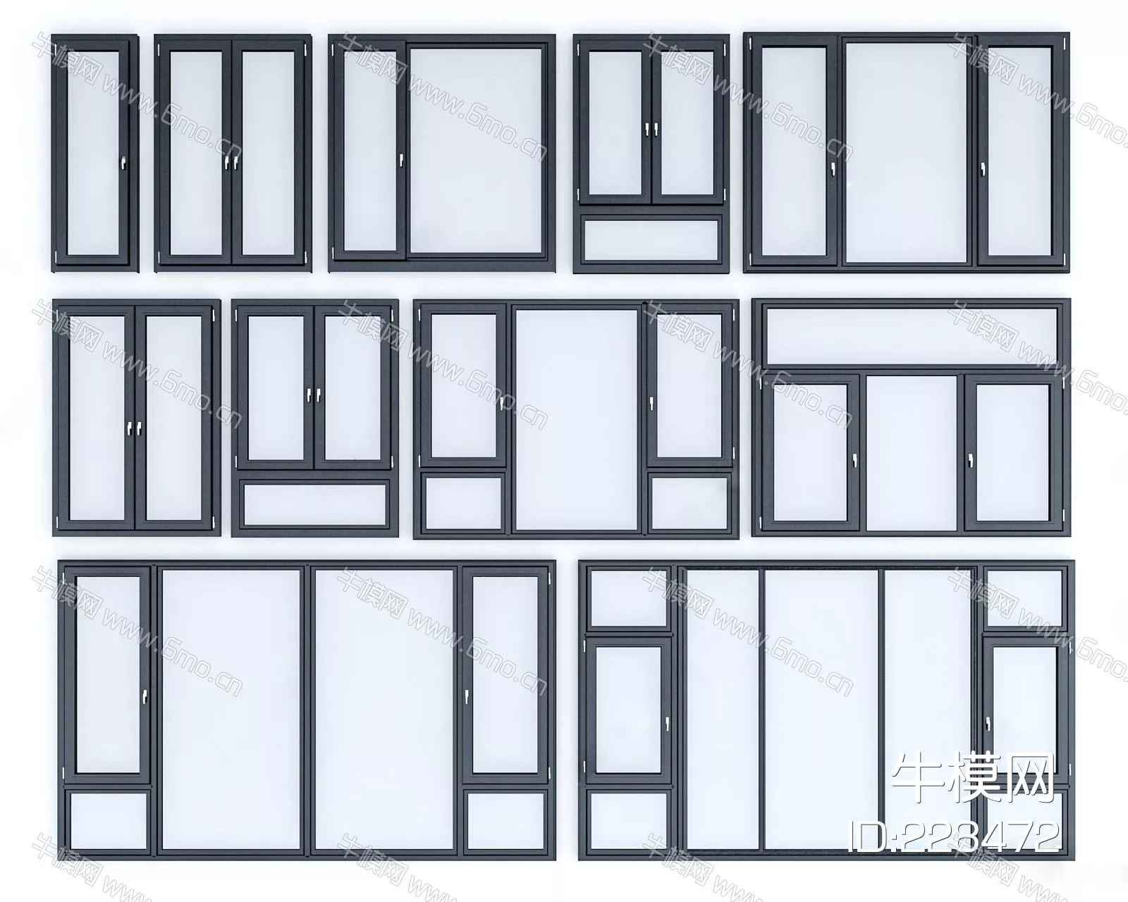 MODERN DOOR AND WINDOWS - SKETCHUP 3D MODEL - VRAY - 228472