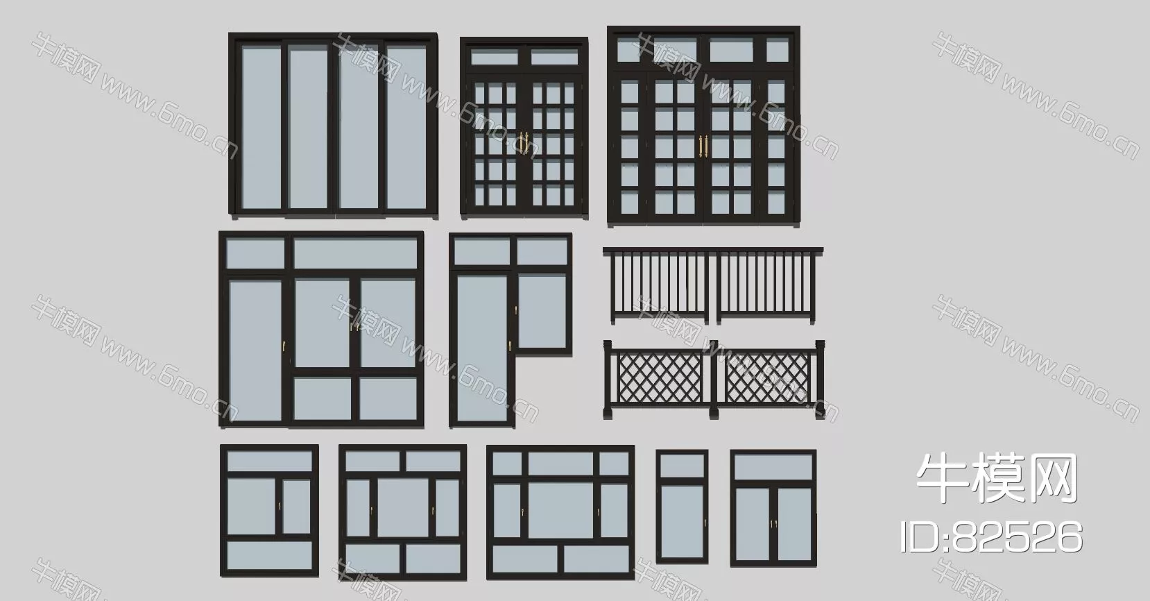 MODERN DOOR AND WINDOWS - SKETCHUP 3D MODEL - VRAY - 82526